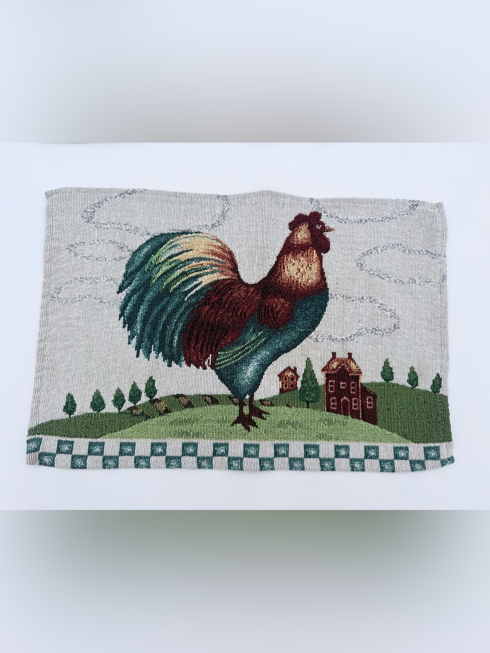 Tapestry Rooster Placemats Woven Chicken French Country Farm Cottage Lot Of 2